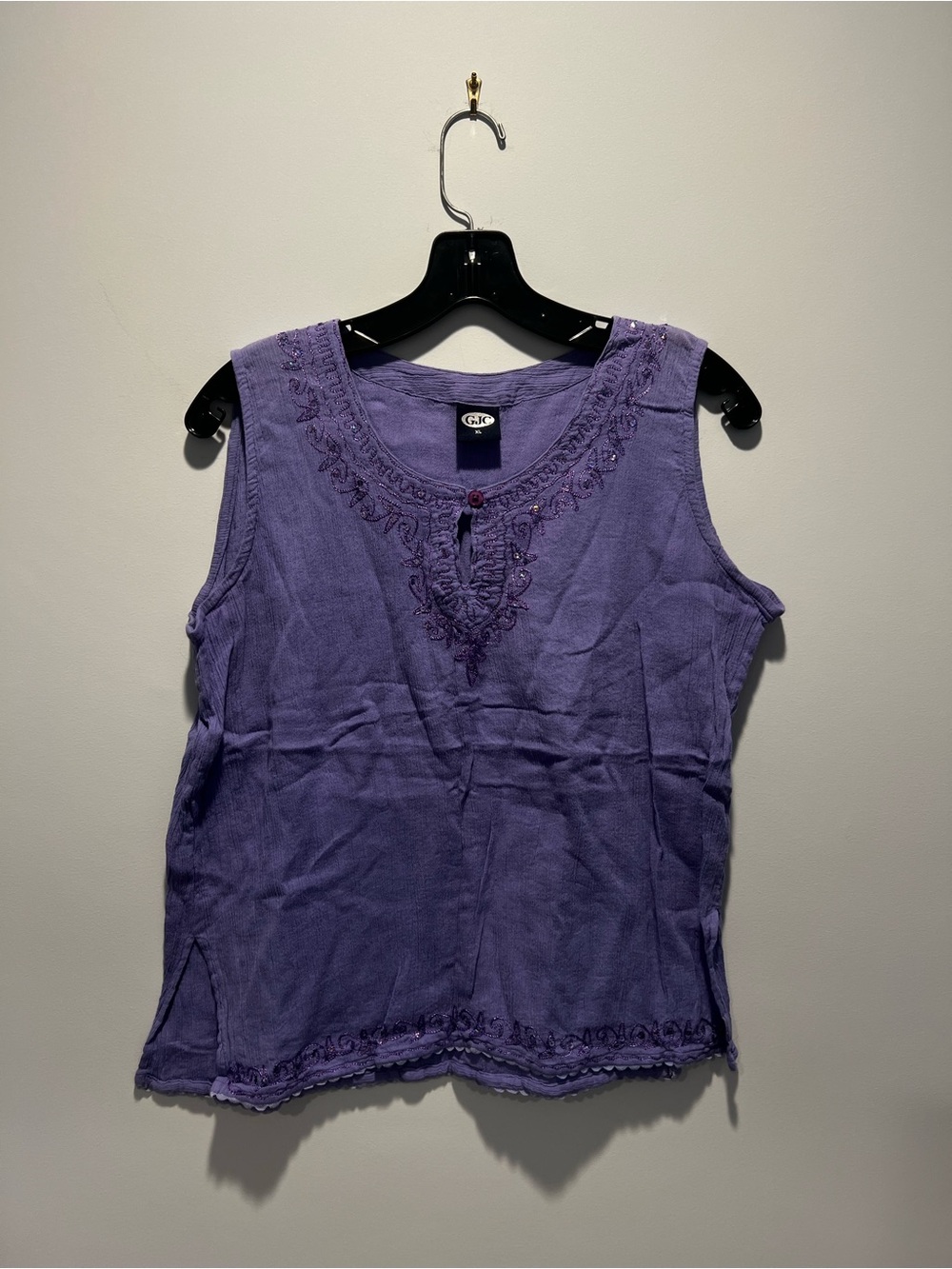 Purple Embroidered Scoop Neck Tank